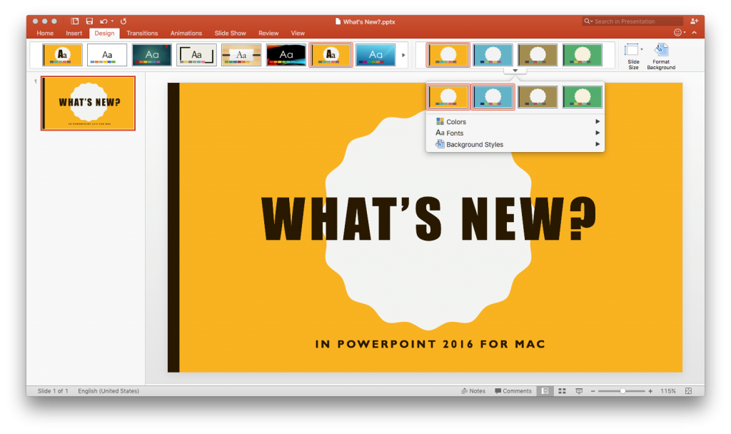 does powerpoint for mac have gallery theme